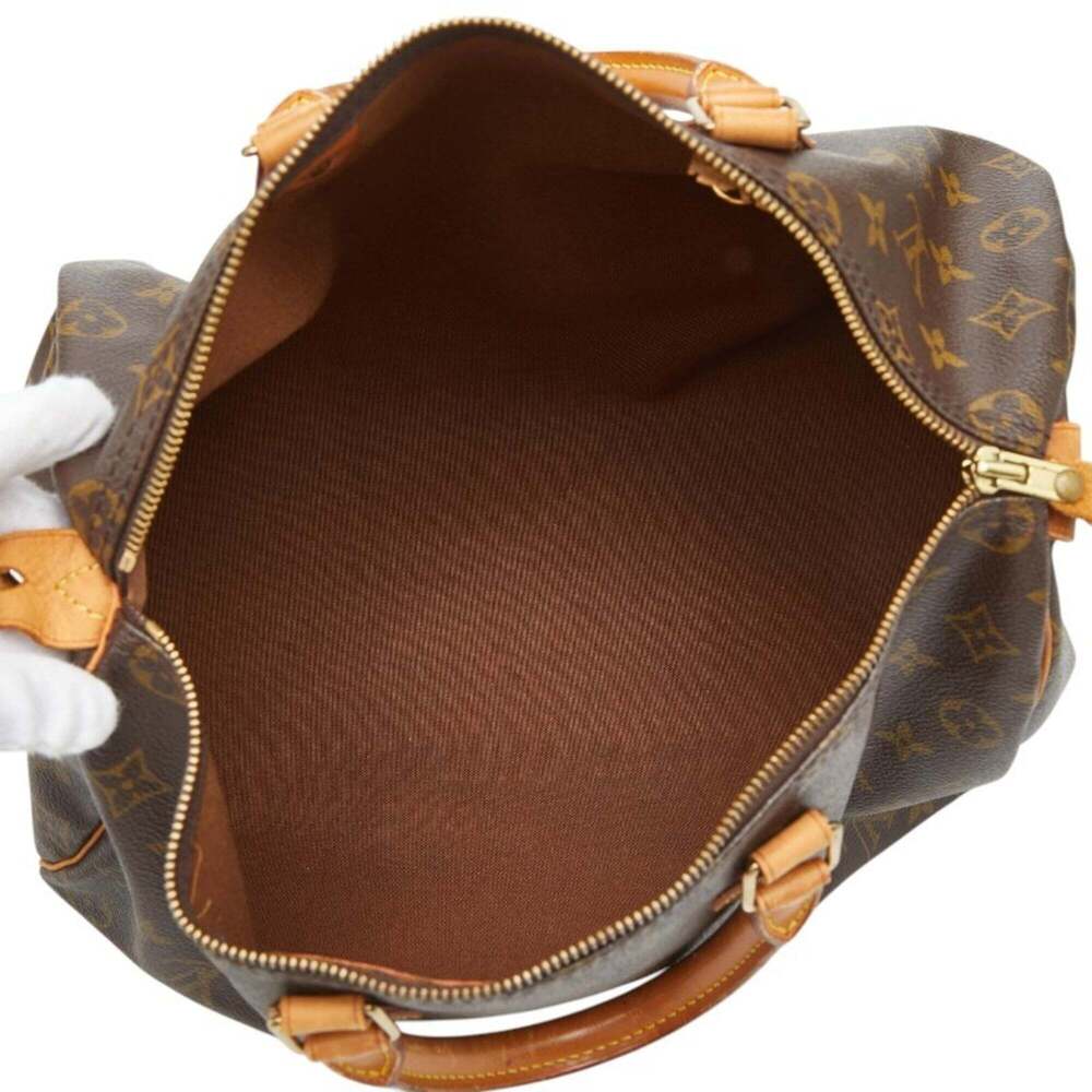 LOUIS VUITTON Brown Monogram Leather Speedy 35 Boston Bag - Picture 10 of 12